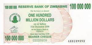 100 Million Dollars Zimbabwe p.58 2008